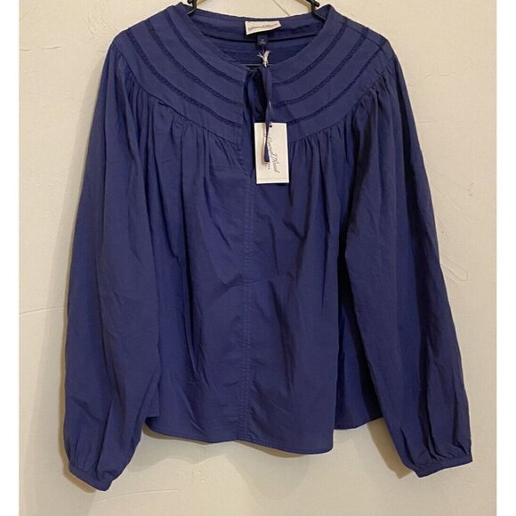 Universal Thread Womens M Balloon Sleeve Tie Front Blue Blouse NWT MRSP $24.99 - Picture 1 of 9